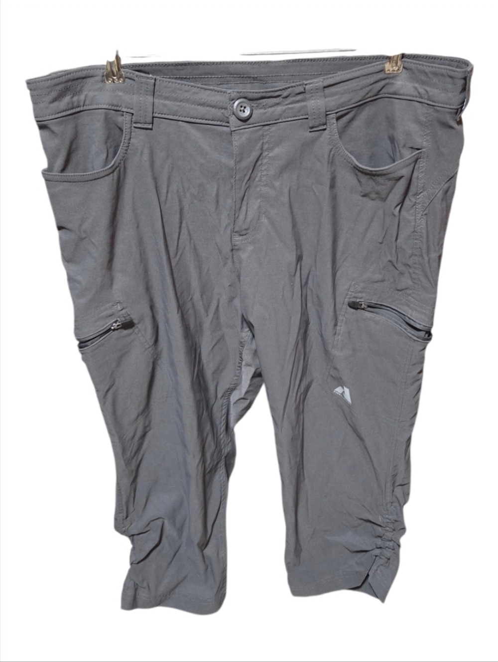 Eddie Bauer First Ascent Pants Womens 12 Gray Capri Hiking Outdoor Nylon Stretch